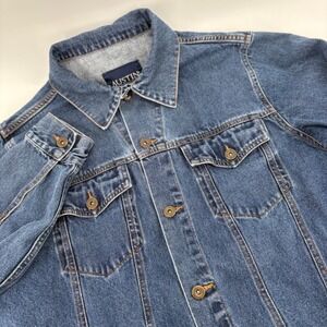Austin Clothing Co Mens Medium Blue Cotton Denim Trucker Jean Jacket Farm Chore